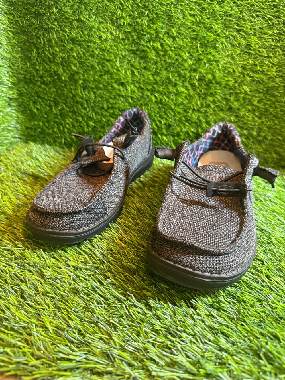 Hey Dude Wendy Sox grey/black Knit Slip-On Shoes  women 5.0